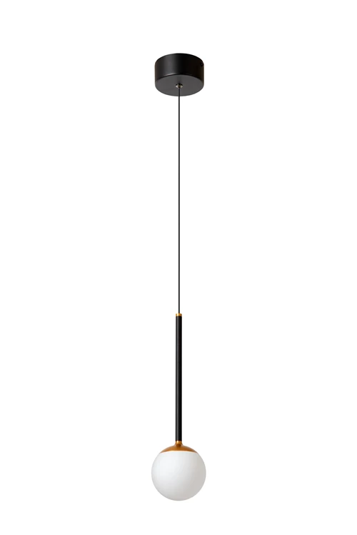 Lucide CALINA - Hanglamp - Ø 9,9 cm - LED Dimb. - CCT - 1x7W 2200K/3300K - Met vervangbare LED-module - Zwart | Premium - uitgezet